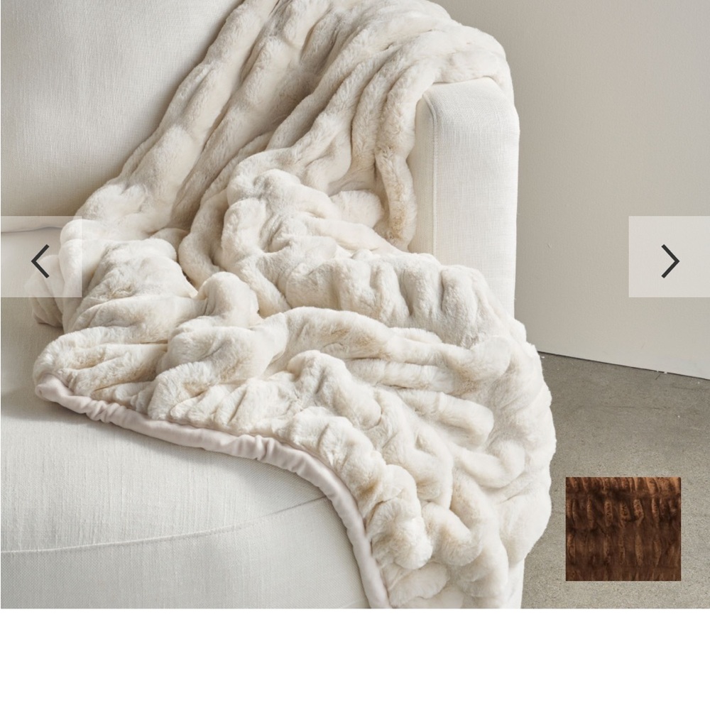 Pottery Barn Cream Plush Throw Blanket